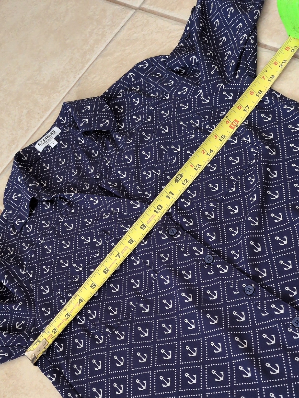 Express The Portofino Shirt Nautical Anchor Print Size XS - Picture 3 of 4
